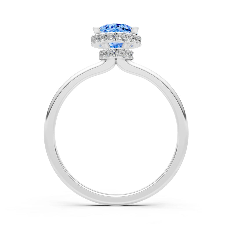 Oval Hidden Double Halo Engagement Gold Ring