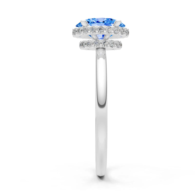 Oval Hidden Double Halo Engagement Gold Ring