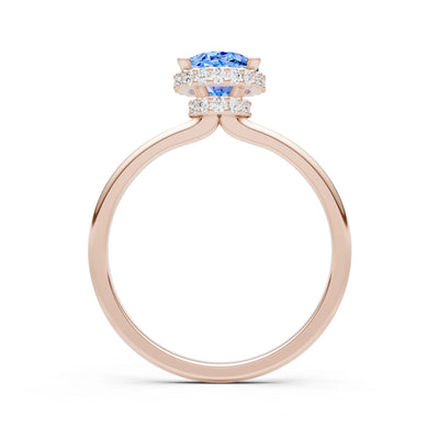 Oval Hidden Double Halo Engagement Gold Ring