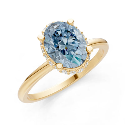 Aquamarine Oval Hidden Double Halo Engagement Ring