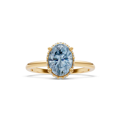 Oval Hidden Double Halo Engagement Gold Ring