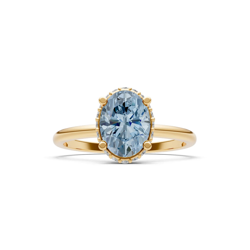 Oval Hidden Double Halo Engagement Gold Ring