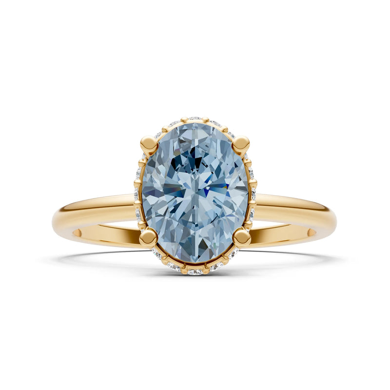 Aquamarine Oval Hidden Double Halo Engagement Ring