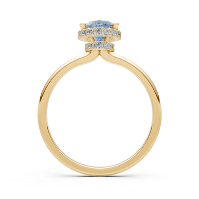 Oval Hidden Double Halo Engagement Gold Ring