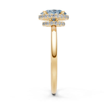 Oval Hidden Double Halo Engagement Gold Ring