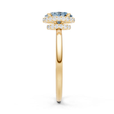 Aquamarine Oval Hidden Double Halo Engagement Ring
