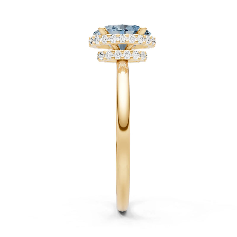 Aquamarine Oval Hidden Double Halo Engagement Ring