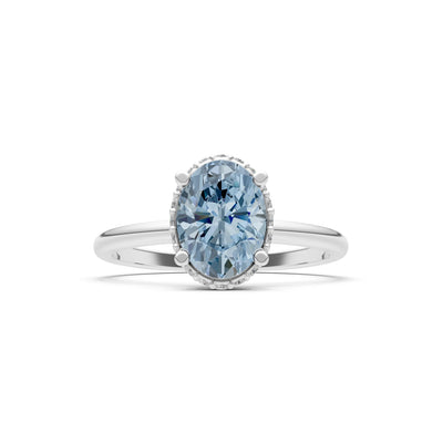 Oval Hidden Double Halo Engagement Gold Ring