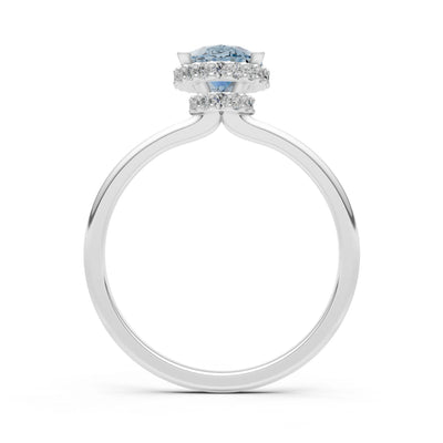 Oval Hidden Double Halo Engagement Gold Ring