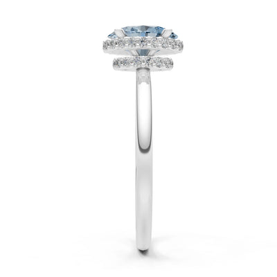 Oval Hidden Double Halo Engagement Gold Ring