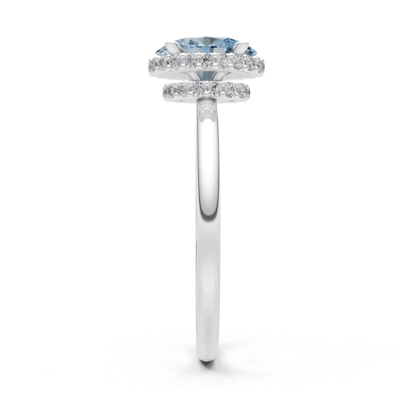 Oval Hidden Double Halo Engagement Gold Ring