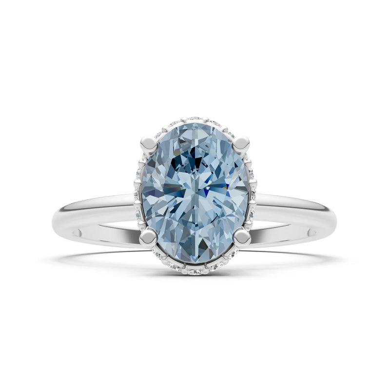 Aquamarine Oval Hidden Double Halo Engagement Ring