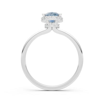 Aquamarine Oval Hidden Double Halo Engagement Ring