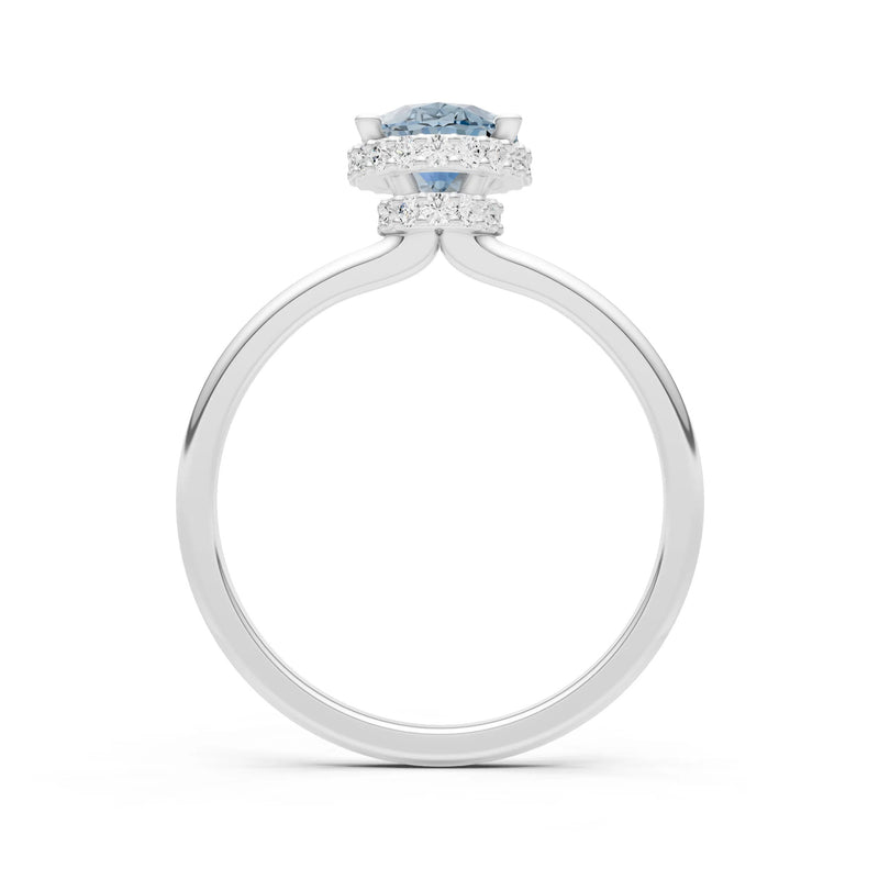 Aquamarine Oval Hidden Double Halo Engagement Ring