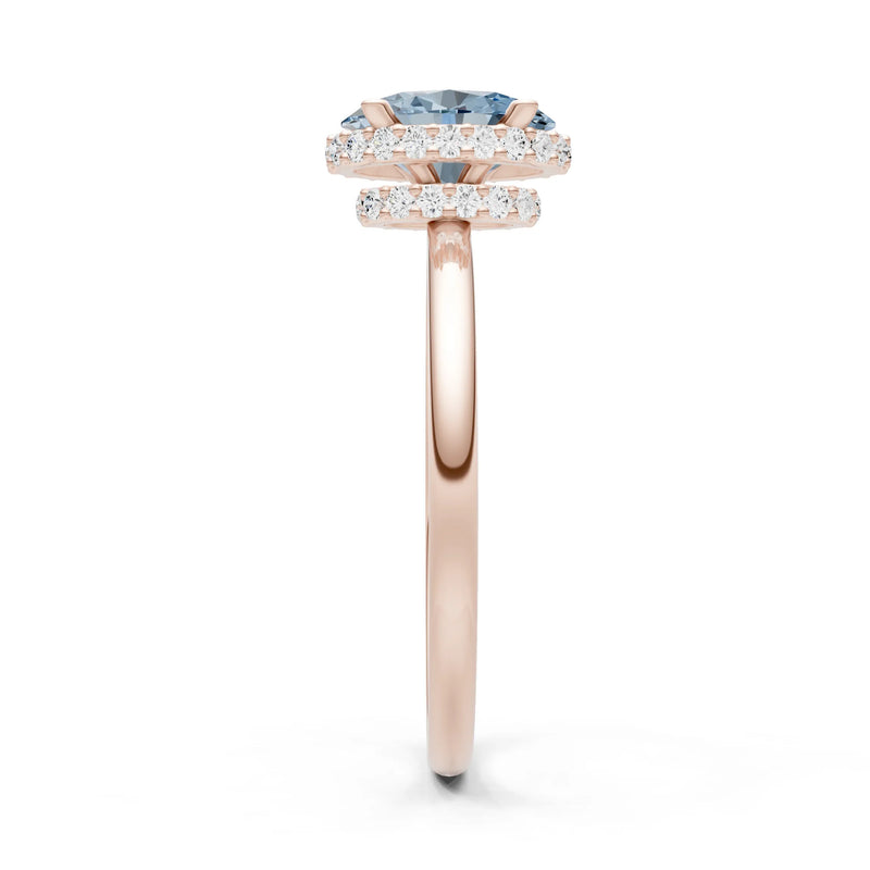 Oval Hidden Double Halo Engagement Gold Ring