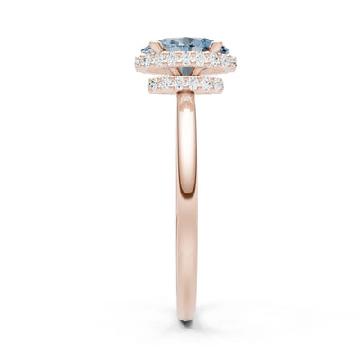 Aquamarine Oval Hidden Double Halo Engagement Ring
