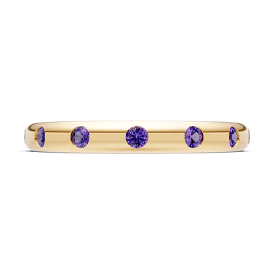 Flush Set Gemstone Wedding Gold Ring
