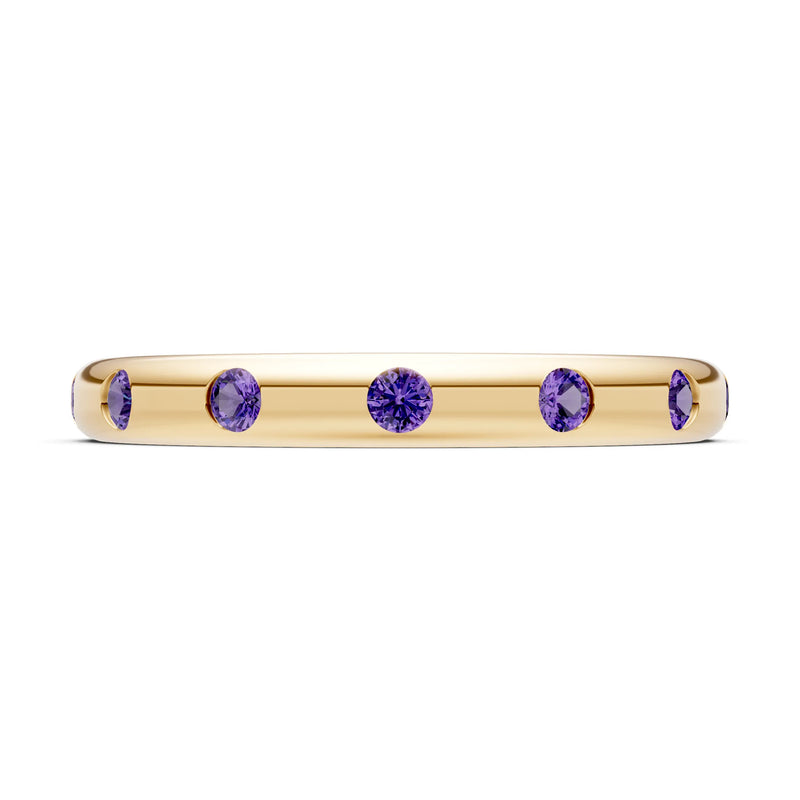 Flush Set Gemstone Wedding Gold Ring