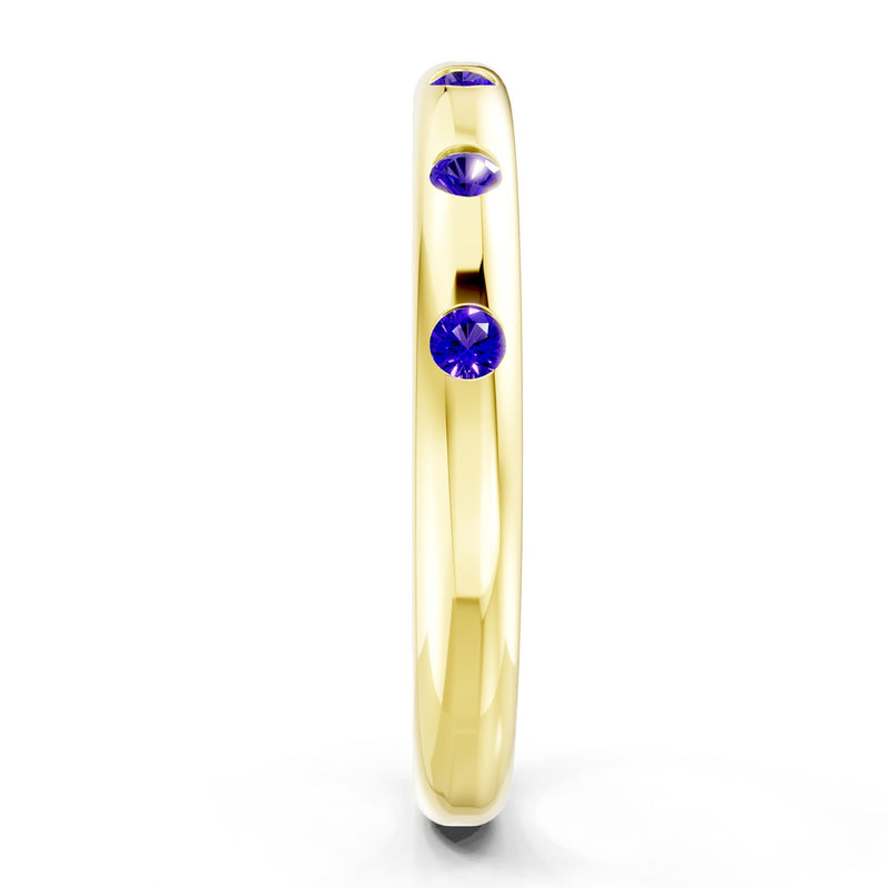 Flush Set Gemstone Wedding Gold Ring
