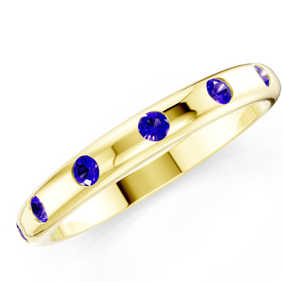 Flush Set Gemstone Wedding Gold Ring