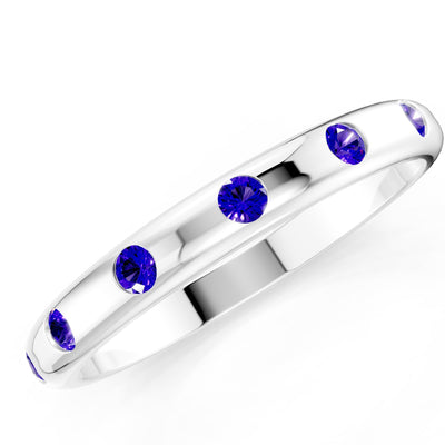 Flush Set Gemstone Wedding Gold Ring