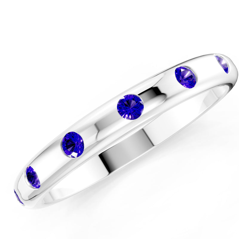 Flush Set Gemstone Wedding Gold Ring