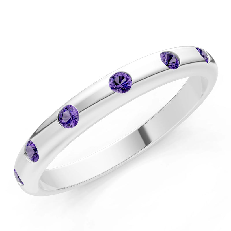 Amethyst Flush Set Stacking Wedding Ring