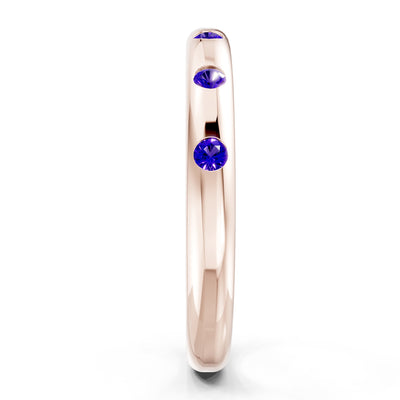 Flush Set Gemstone Wedding Gold Ring