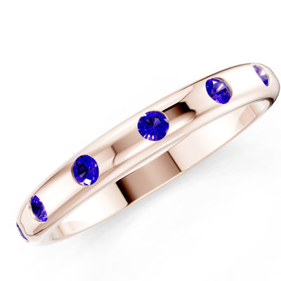 Flush Set Gemstone Wedding Gold Ring