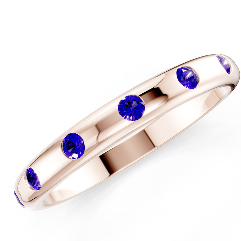 Flush Set Gemstone Wedding Gold Ring