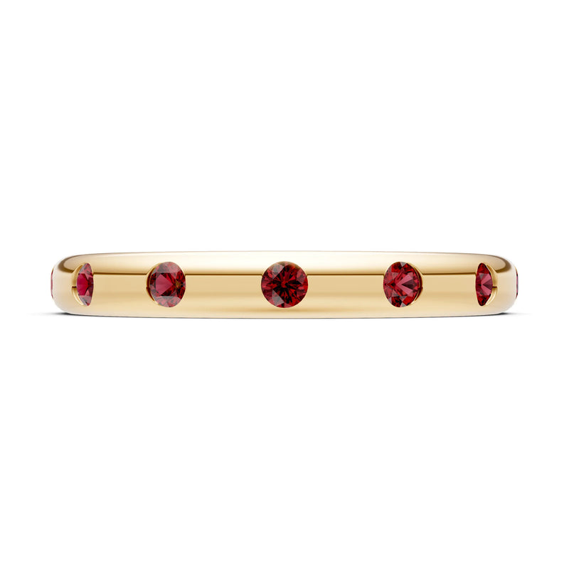 Flush Set Gemstone Wedding Gold Ring