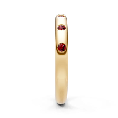 Garnet Flush Set Stacking Wedding Ring