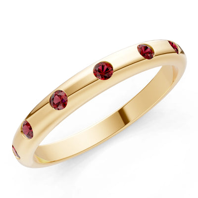 Garnet Flush Set Stacking Wedding Ring