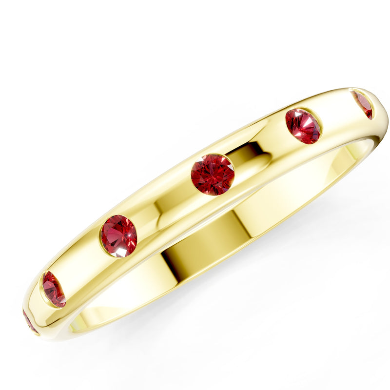 Flush Set Gemstone Wedding Gold Ring