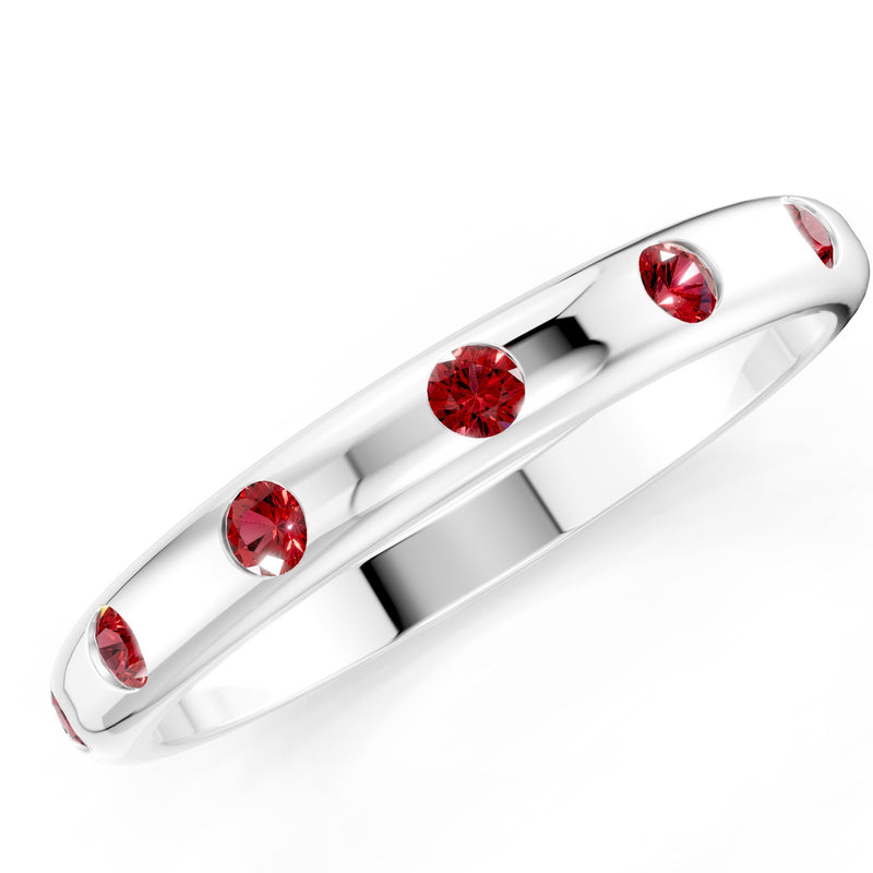 Flush Set Gemstone Wedding Gold Ring