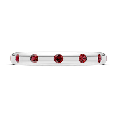 Garnet Flush Set Stacking Wedding Ring