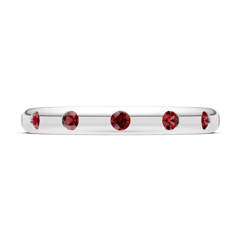 Garnet Flush Set Stacking Wedding Ring