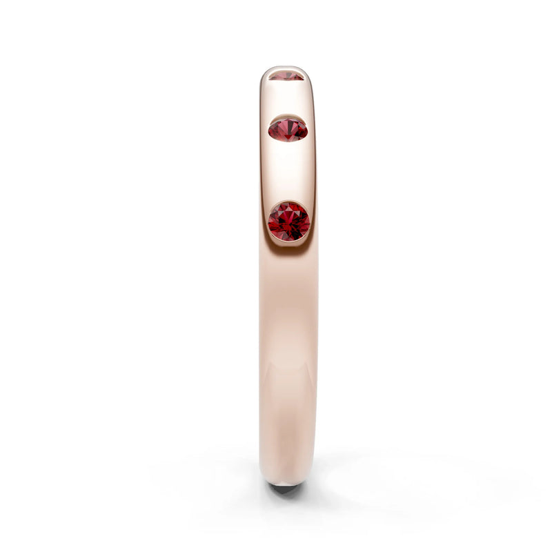 Garnet Flush Set Stacking Wedding Ring