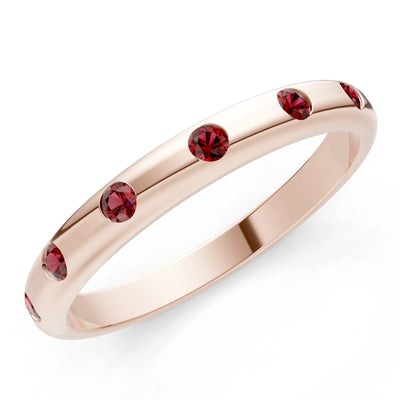 Garnet Flush Set Stacking Wedding Ring