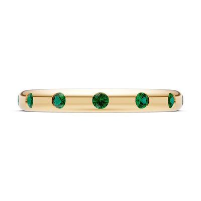 Flush Set Gemstone Wedding Gold Ring