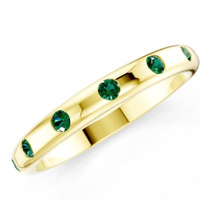 Flush Set Gemstone Wedding Gold Ring