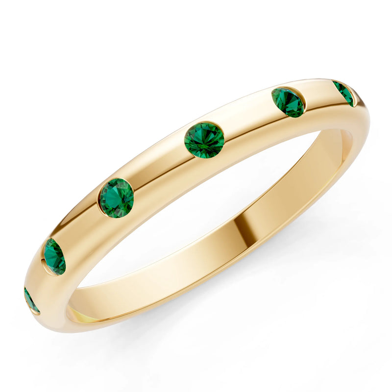 Emerald Flush Set Stacking Wedding Ring