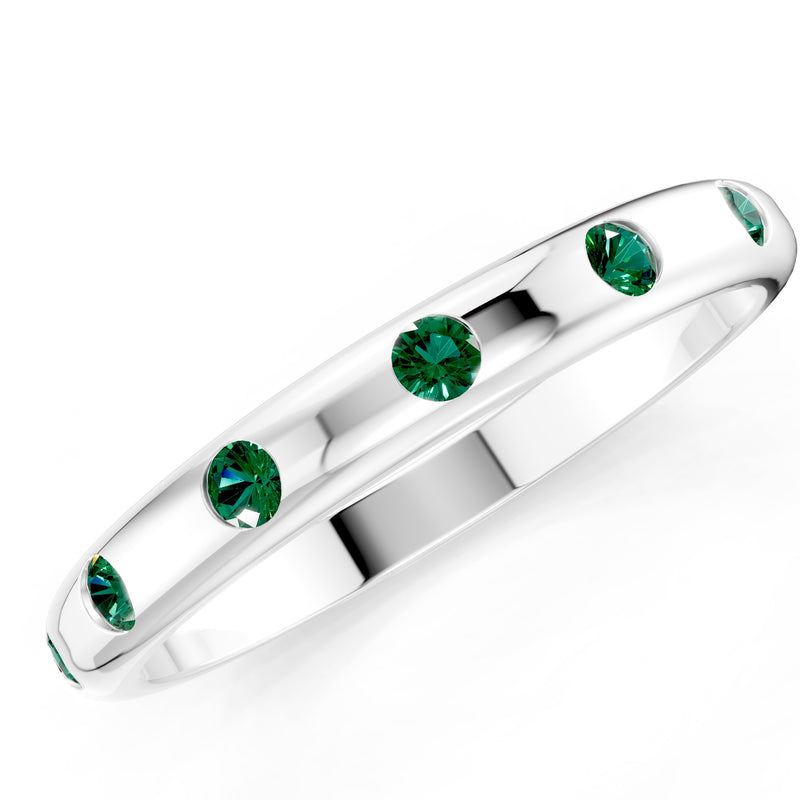 Flush Set Gemstone Wedding Gold Ring