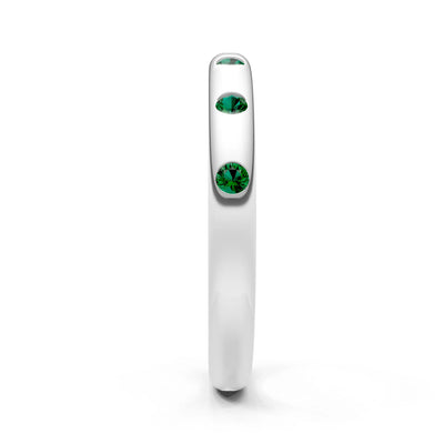 Emerald Flush Set Stacking Wedding Ring