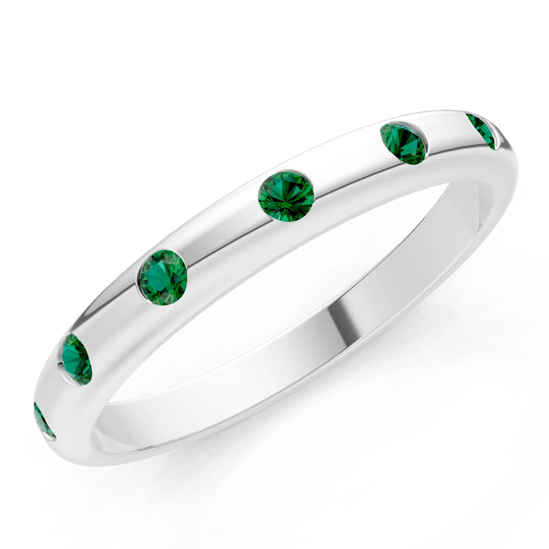 Emerald Flush Set Stacking Wedding Ring