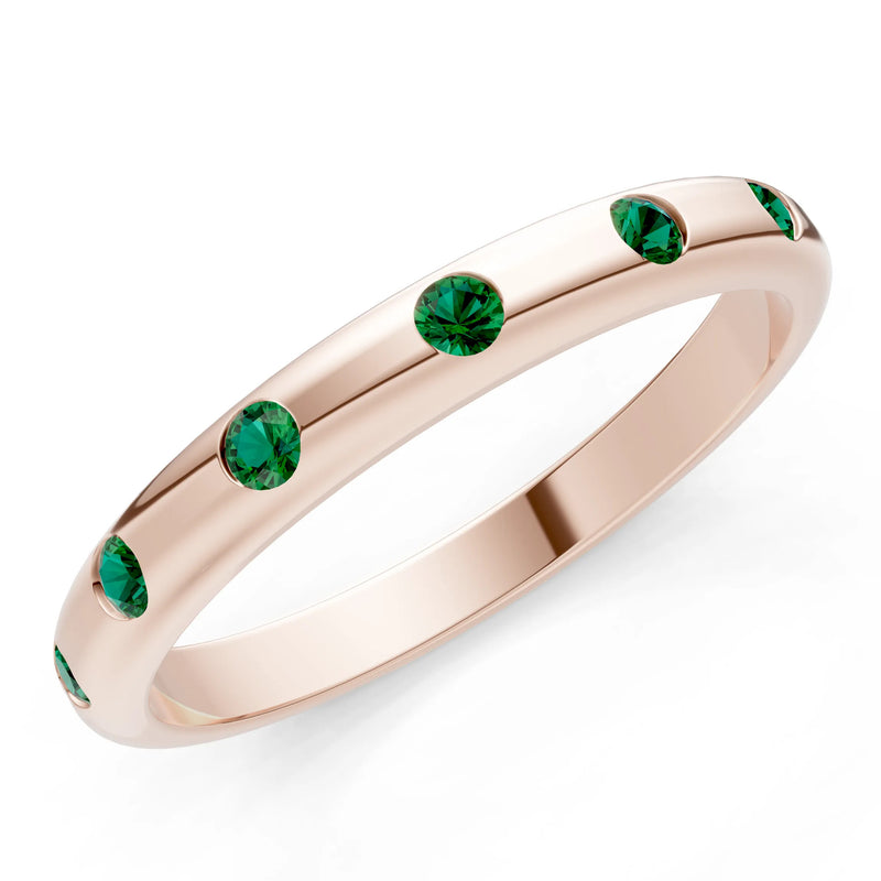 Emerald Flush Set Stacking Wedding Ring