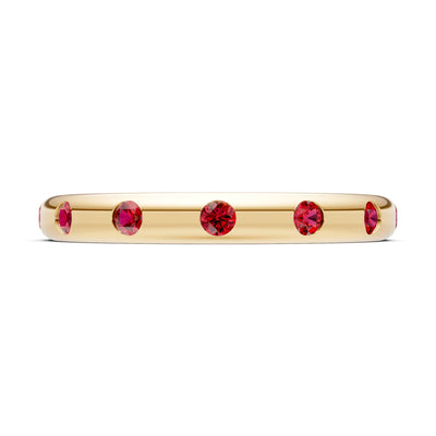 Flush Set Gemstone Wedding Gold Ring