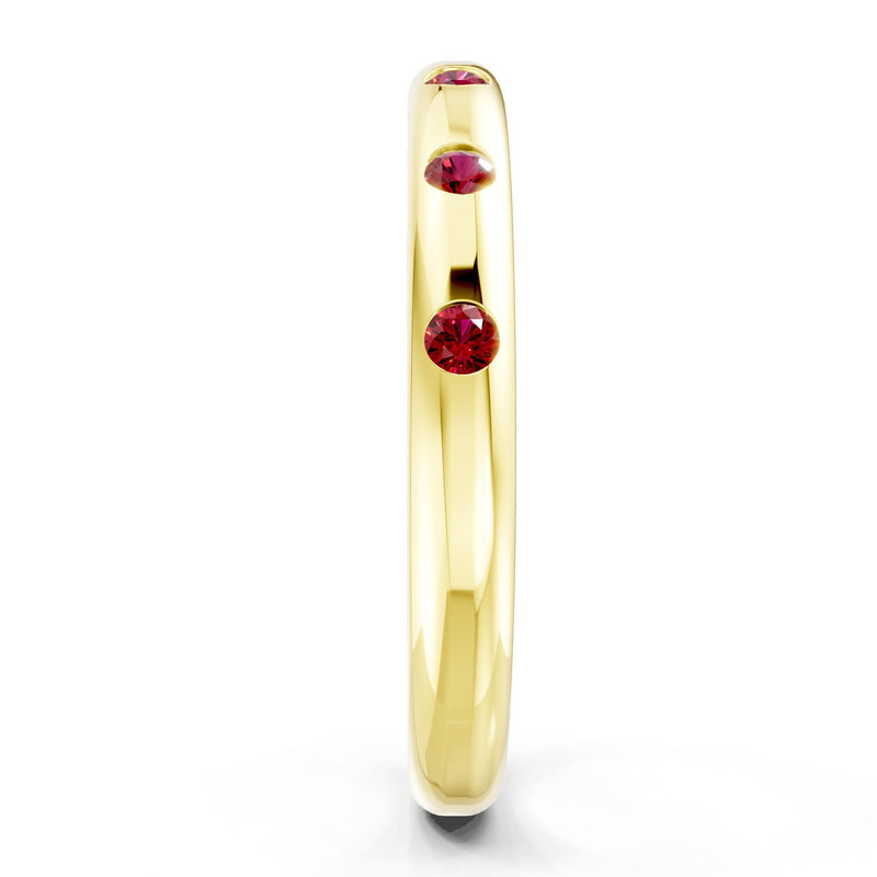 Flush Set Gemstone Wedding Gold Ring