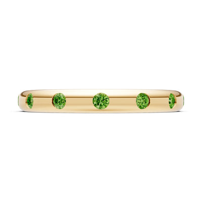 Flush Set Gemstone Wedding Gold Ring