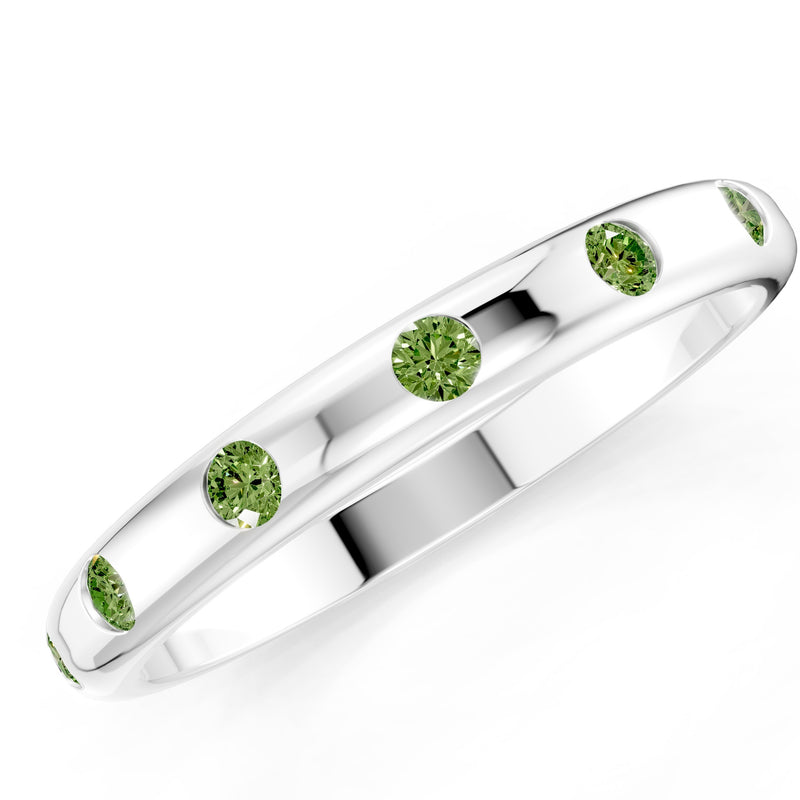 Flush Set Gemstone Wedding Gold Ring